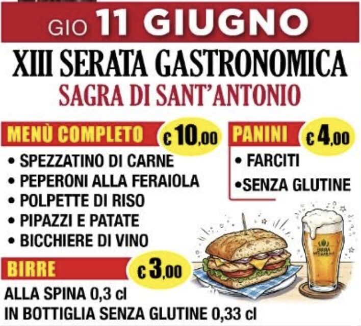 XIII Serata Gastronomica – Sagra di Sant’Antonio