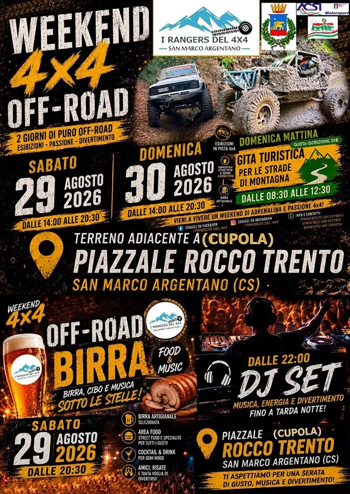 Weekend 4×4 Off-Road: Gita turistica in montagna e Dj Set